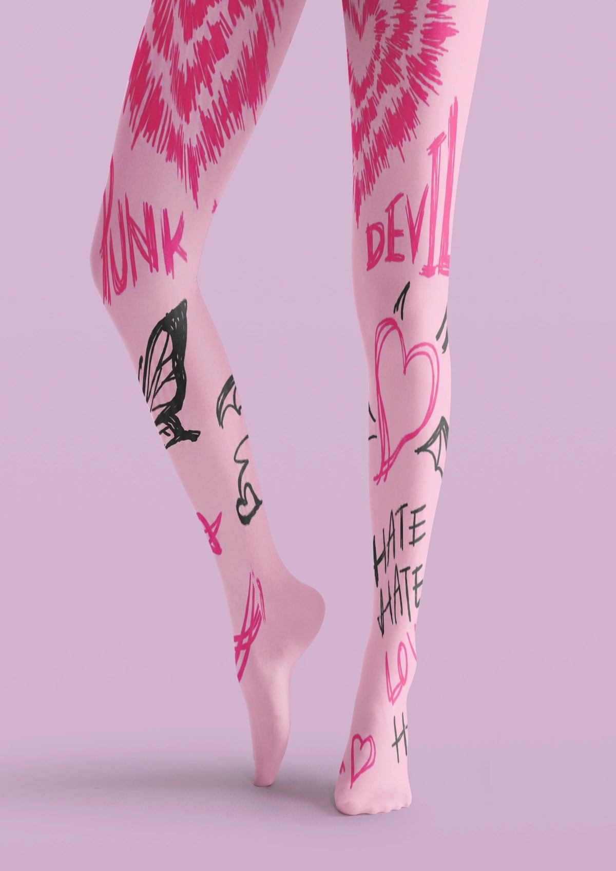 Pink Graffiti Heart Tights