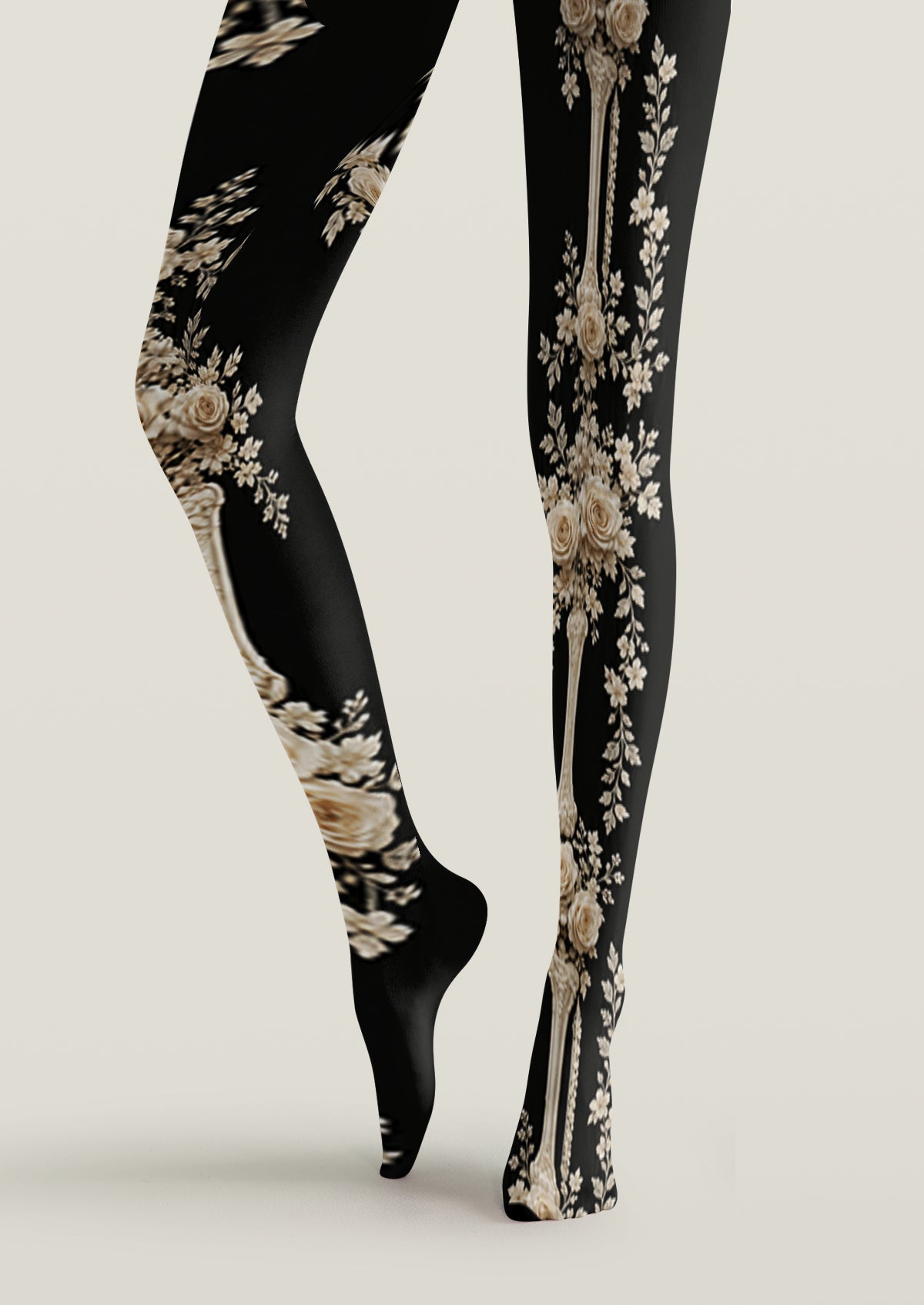 Black Antique Rose Tights