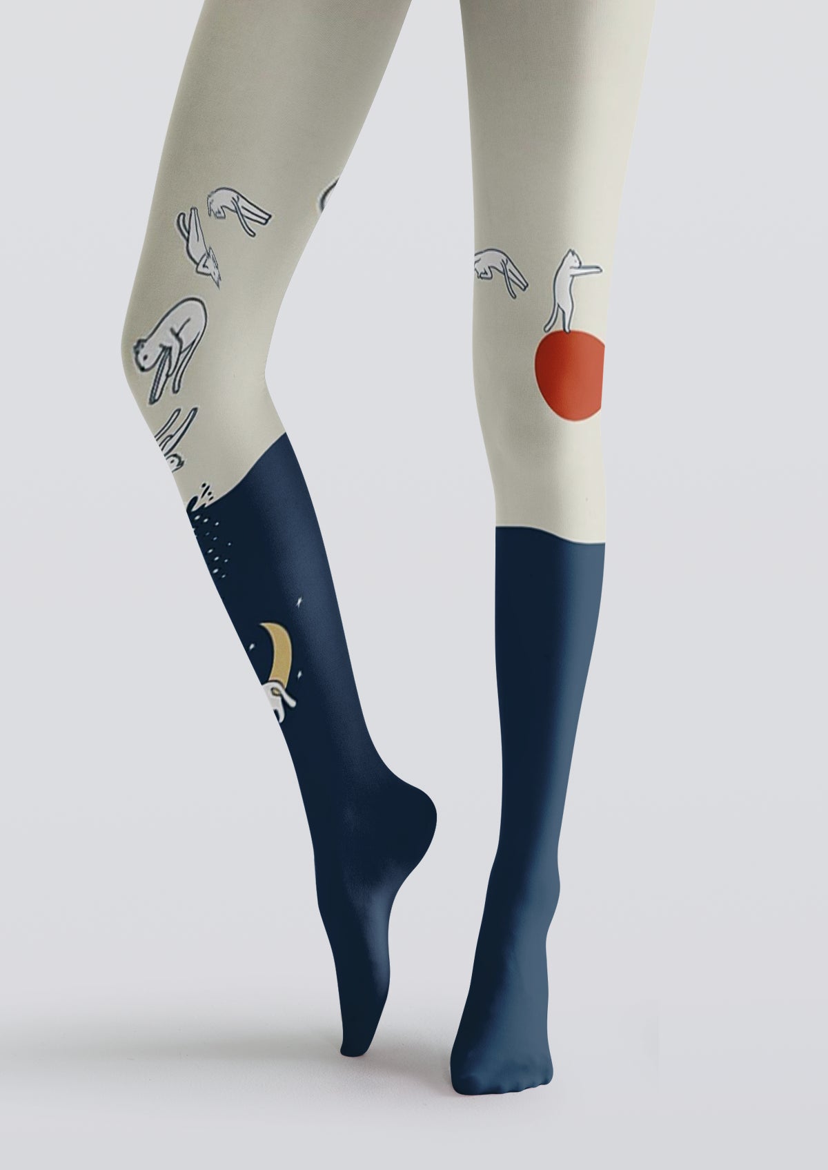 Navy Cat Moon Tights