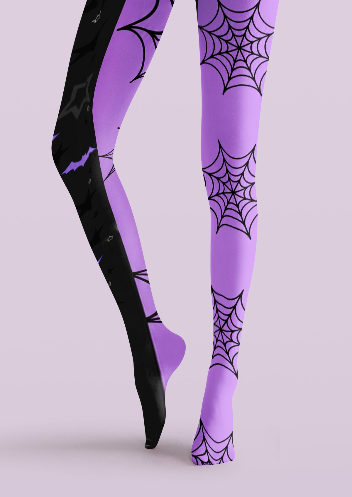 Black Purple Spiderweb Bat Tights