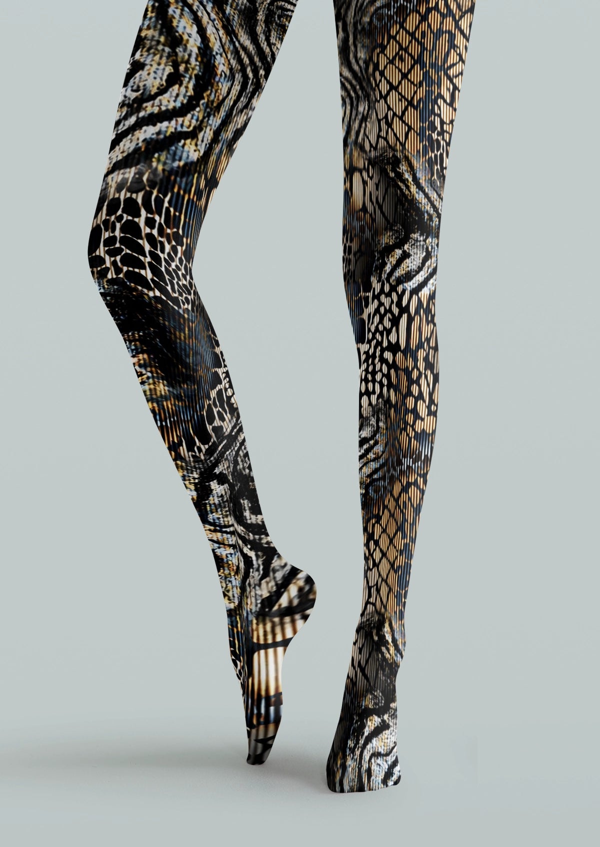 Black Mixed Animal Print Tights