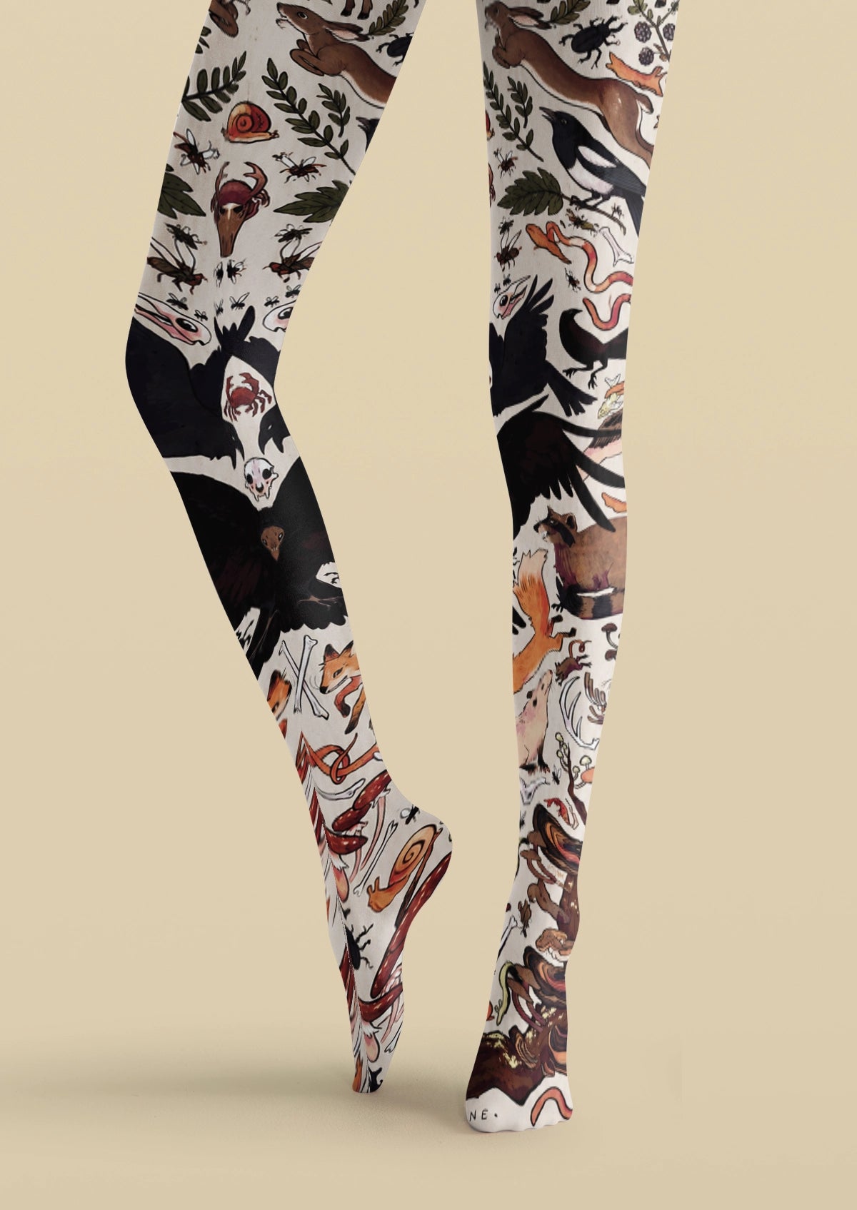 White Woodland Animal Tights