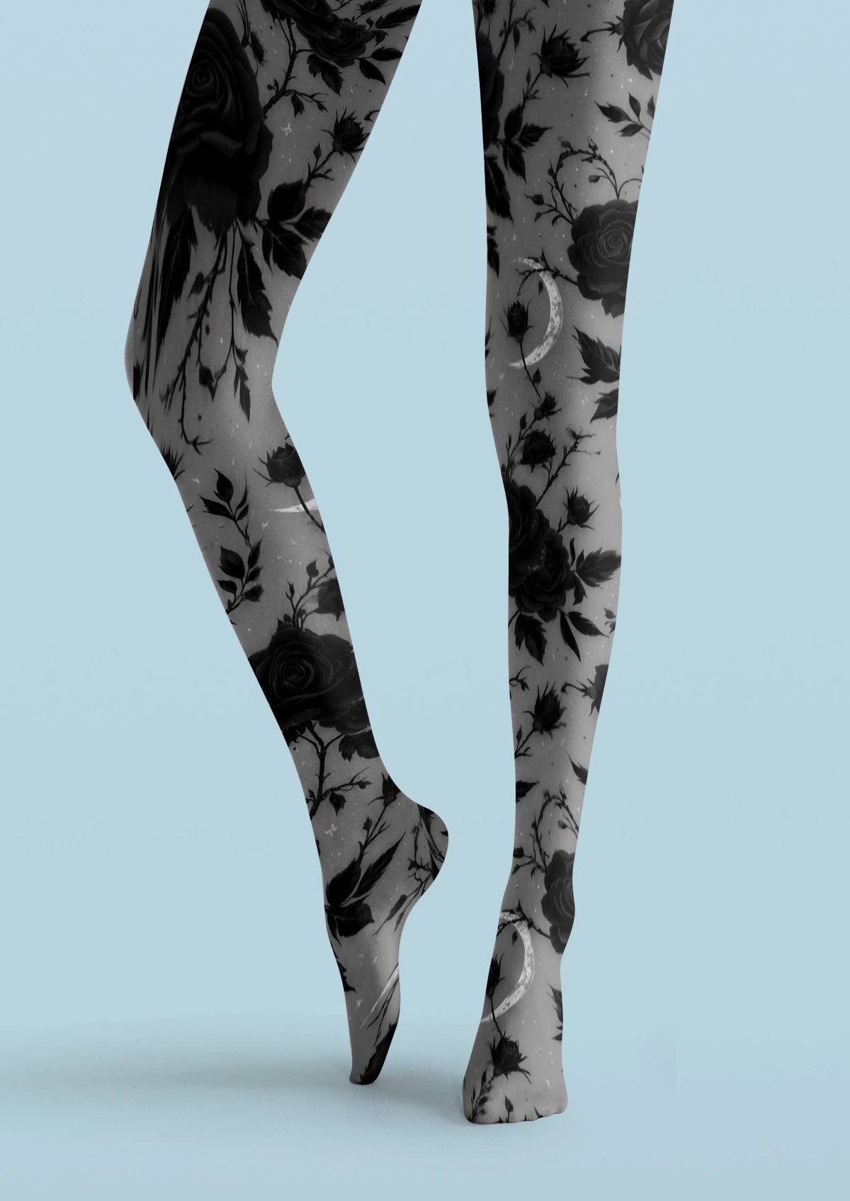 Gray Rose Moon Tights