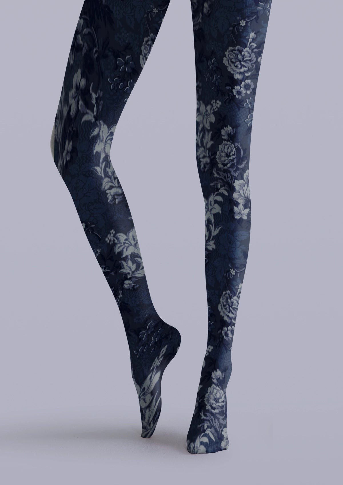 Navy Vintage Floral Tights