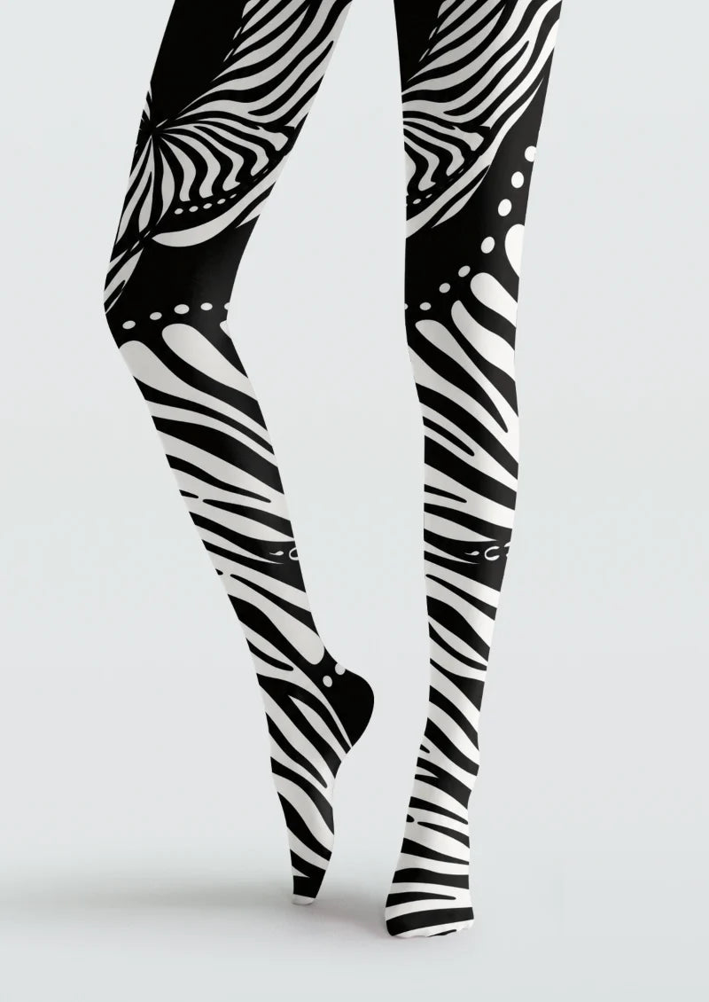 Black and White Zebra Motif Tights