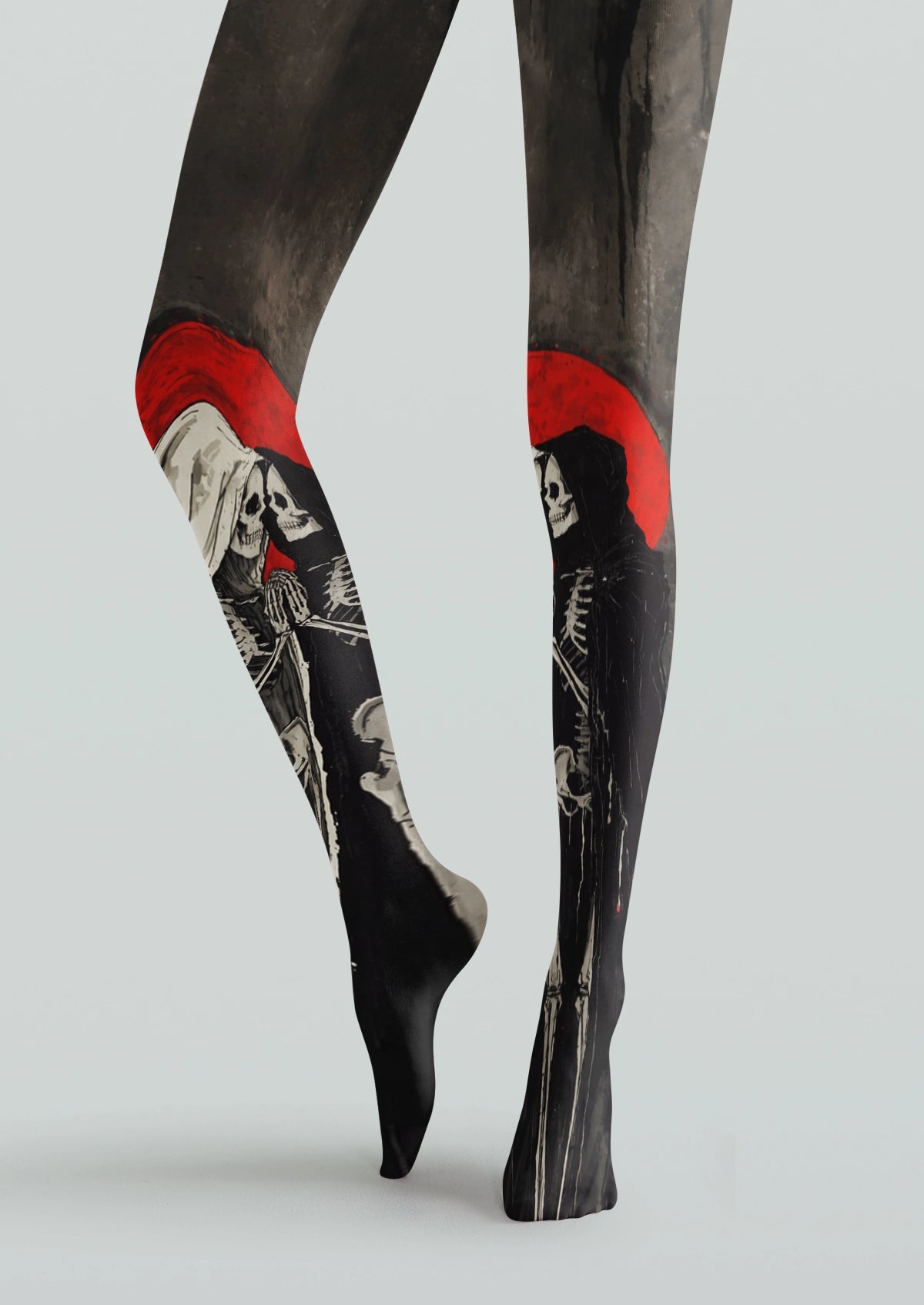 Black Red Moon Skeleton Tights