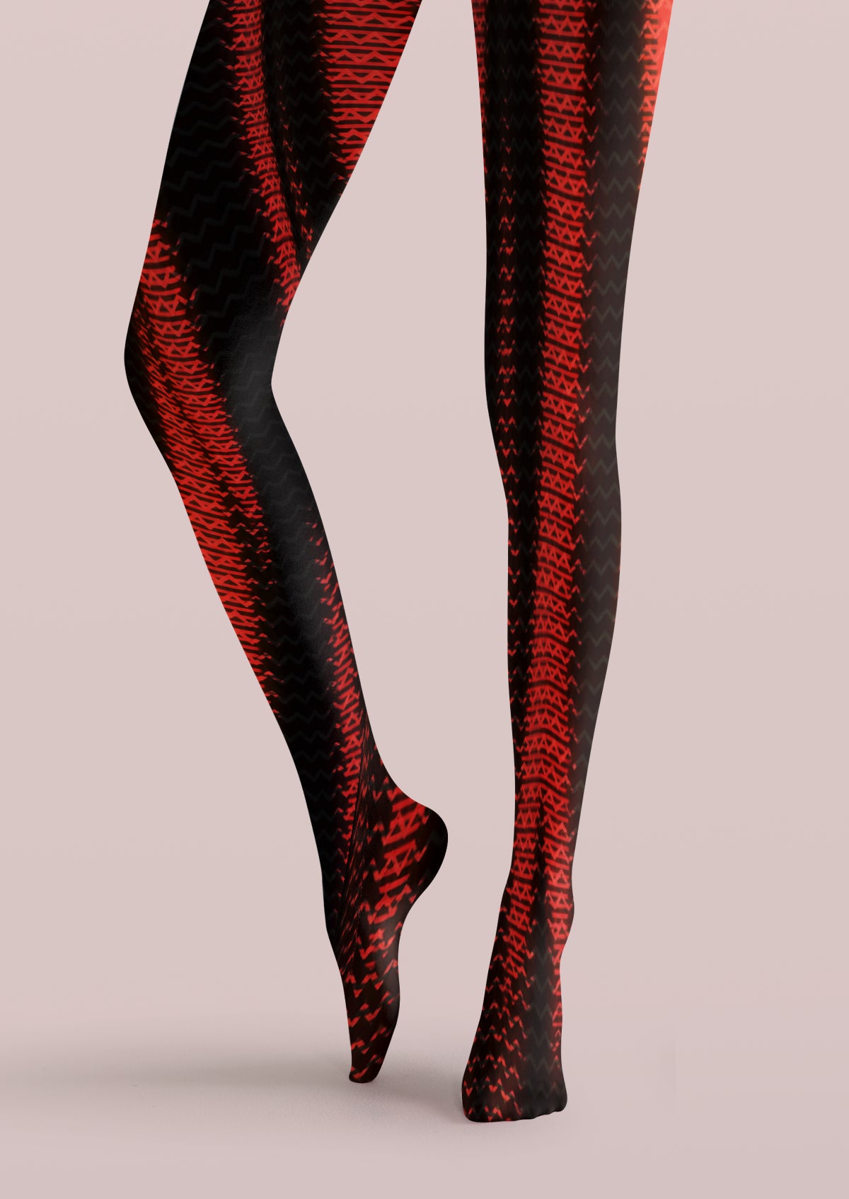 Black Red Geometric Stripe Tights