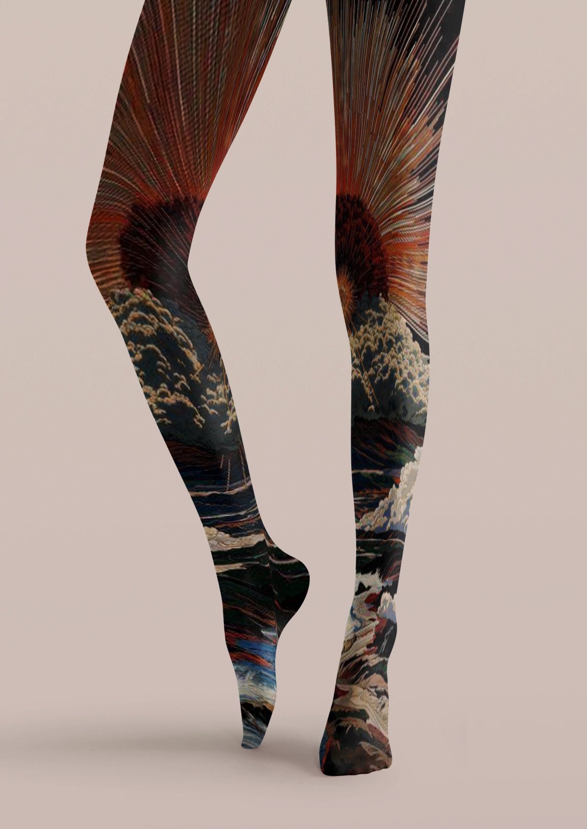Black Rising Sun Wave Tights