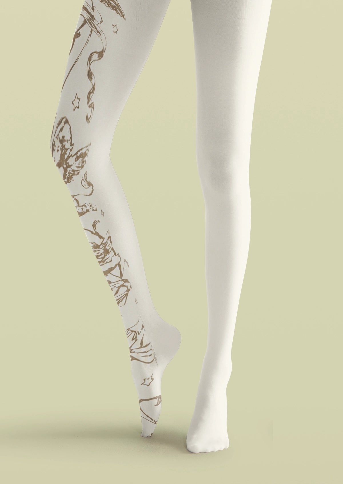 White Cherub Tattoo Tights