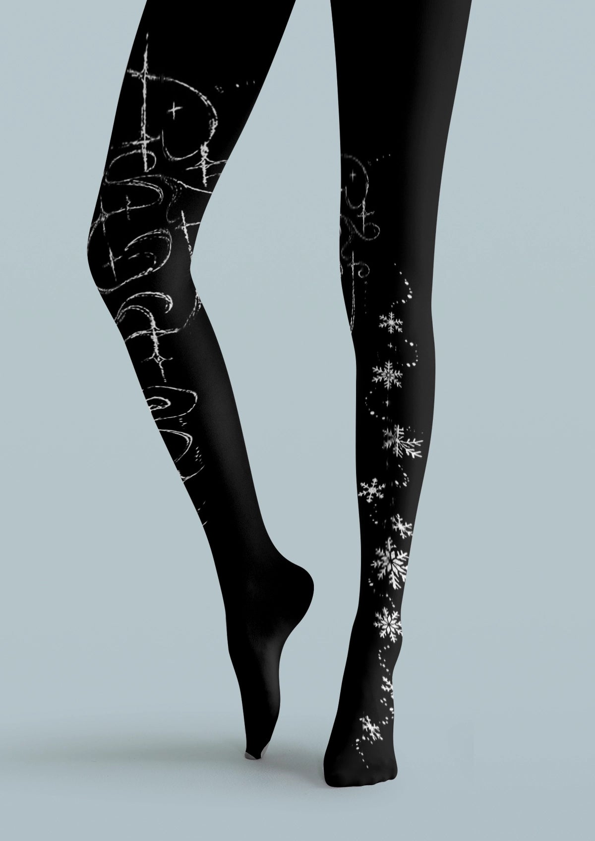 Black Snowflake Swirl Tights