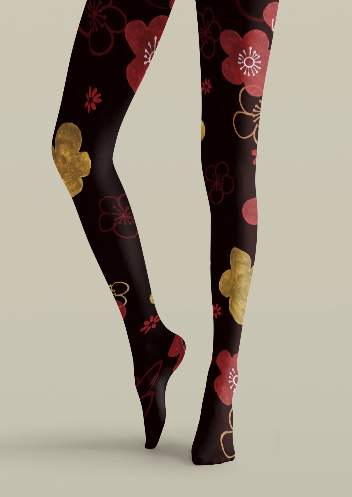Black Gold Blossom Tights
