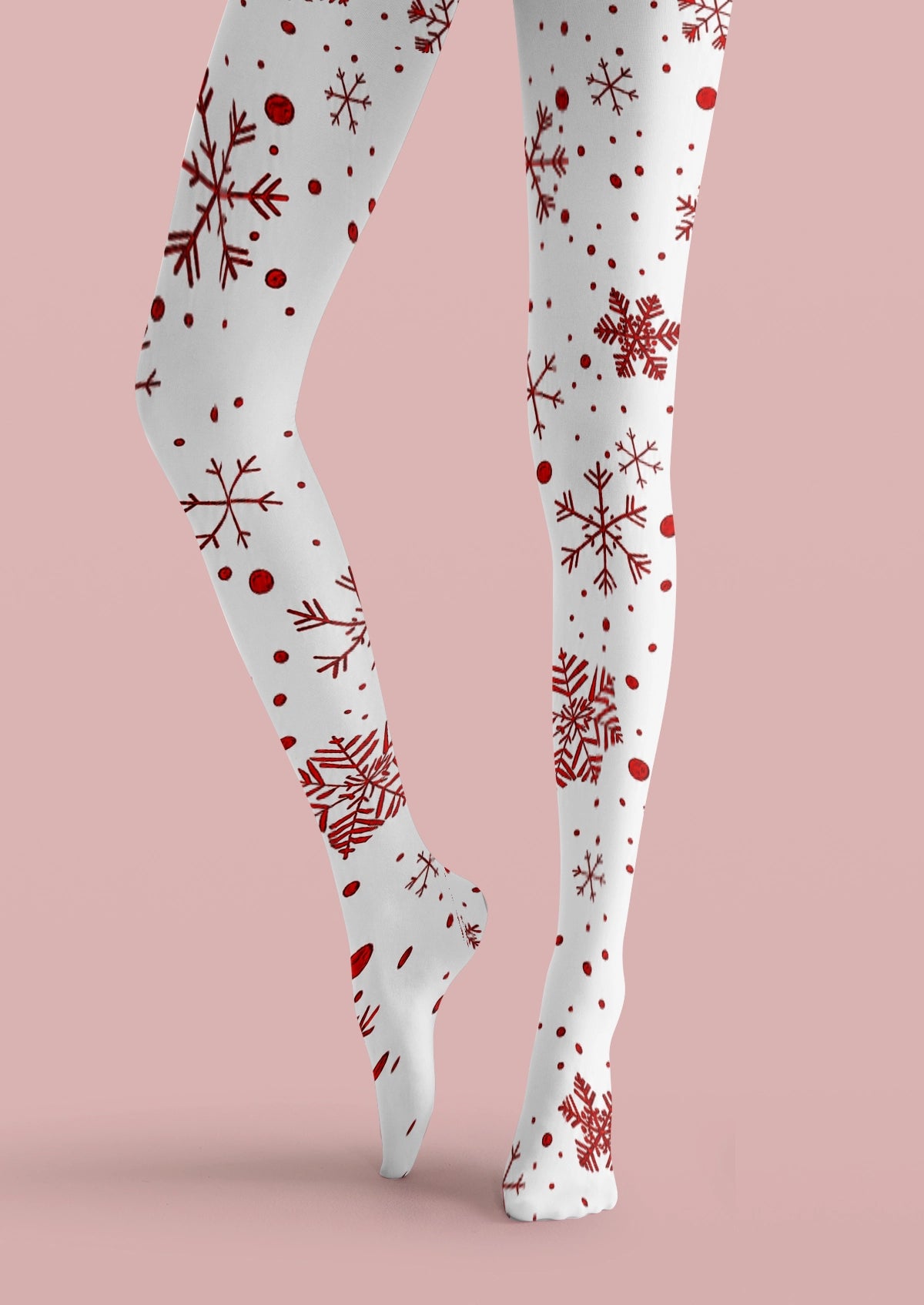 White Red Snowflake Tights