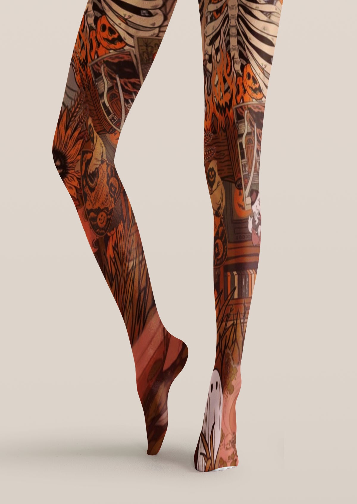 Black Halloween Collage Tights