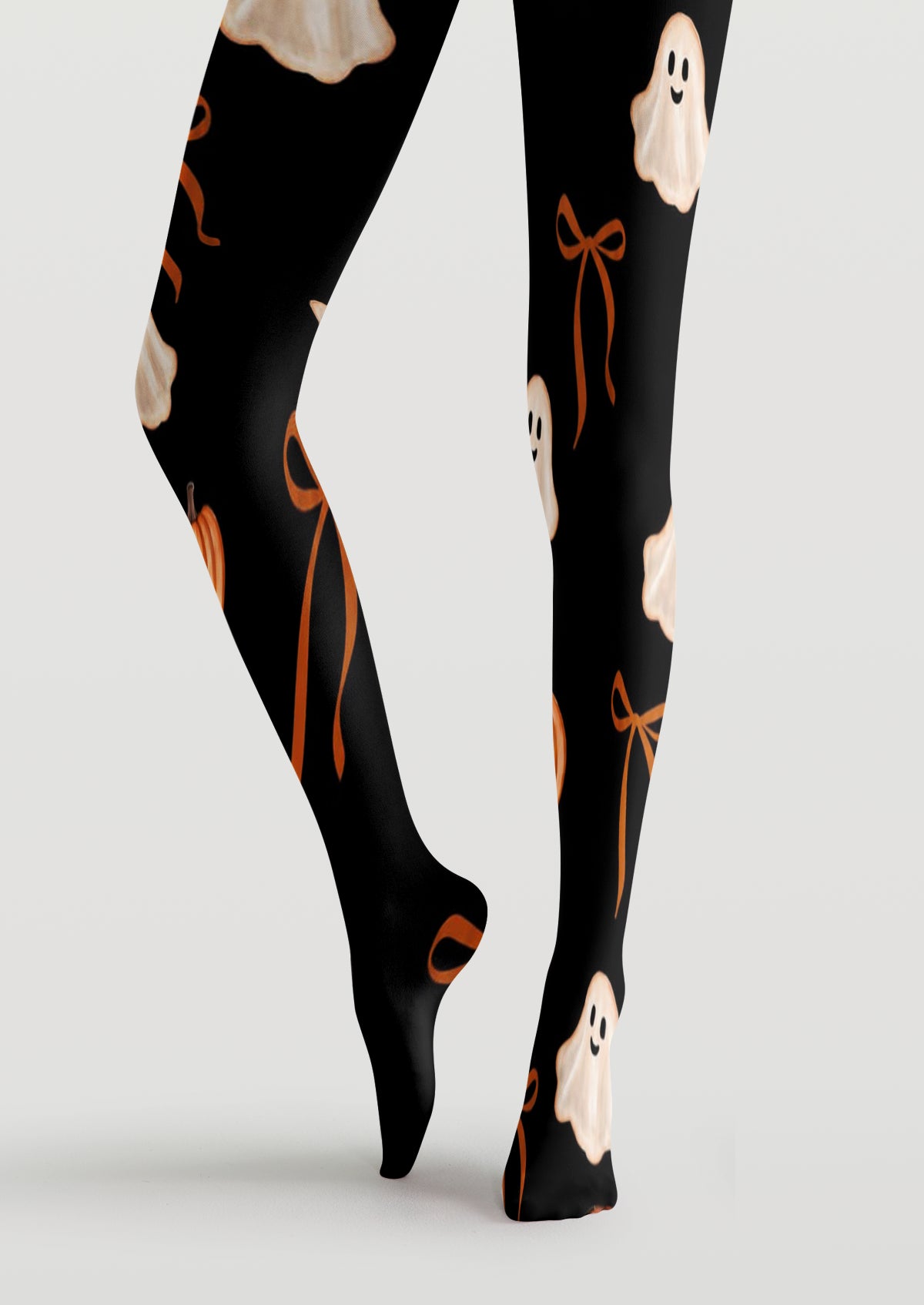 Black Ghost Pumpkin Tights