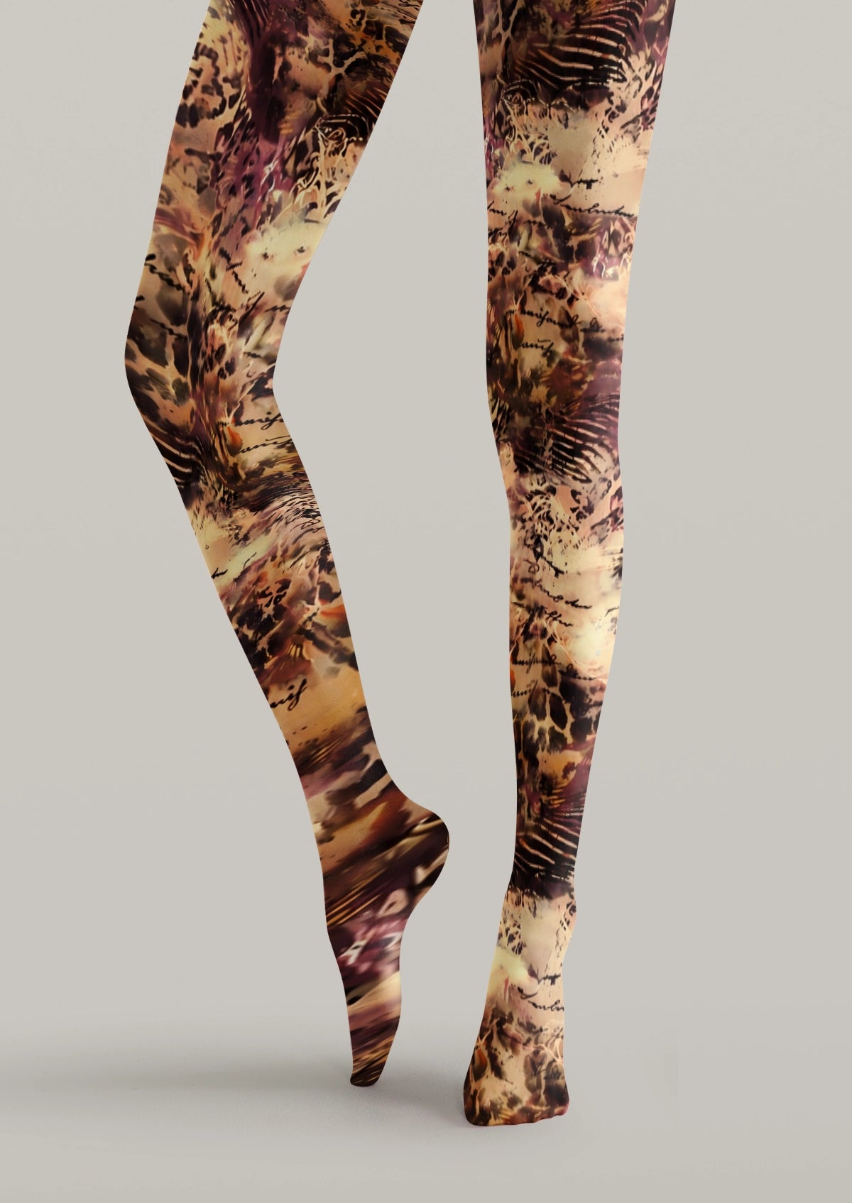 Beige Animal Script Tights
