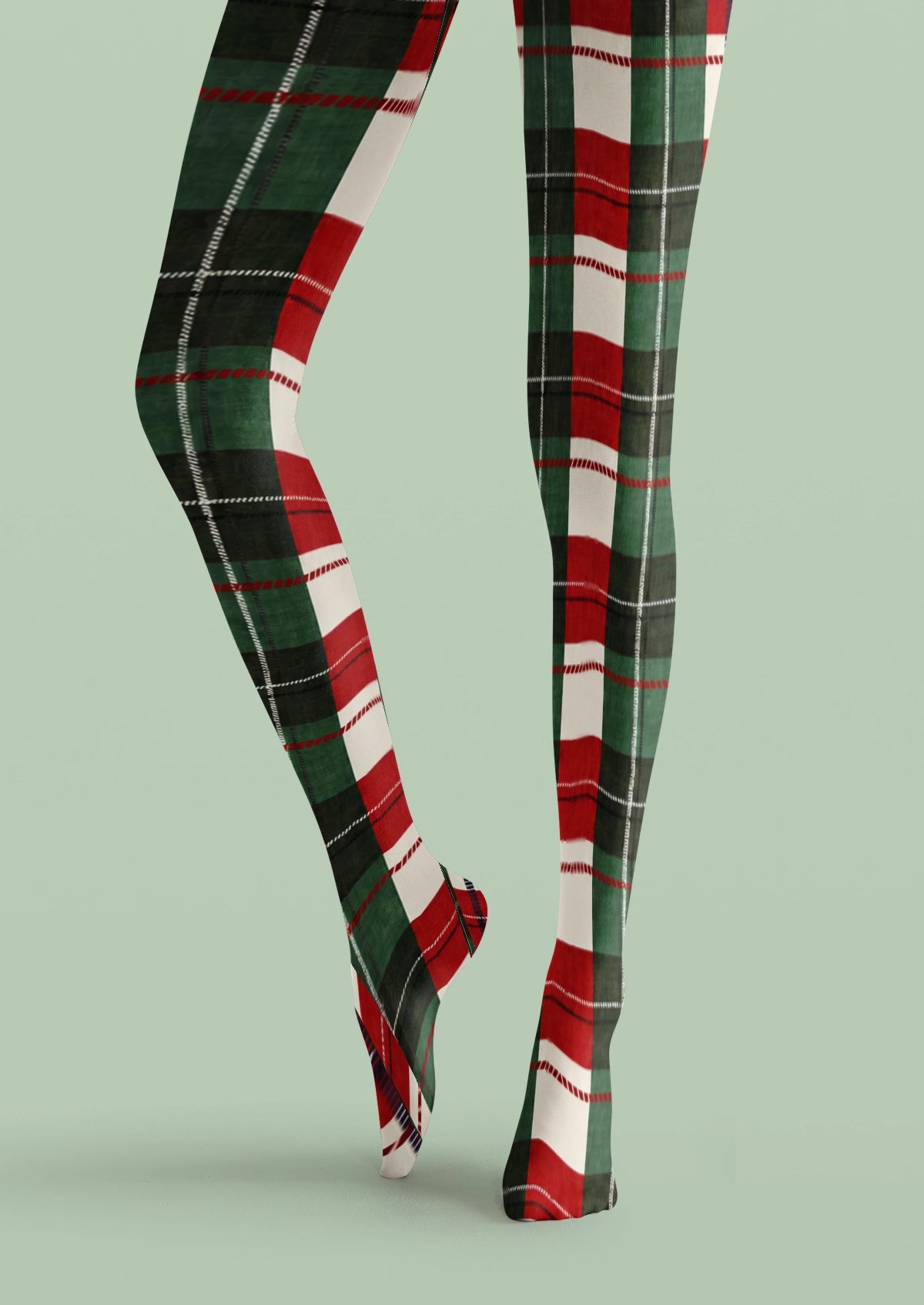Red Green Plaid Tights