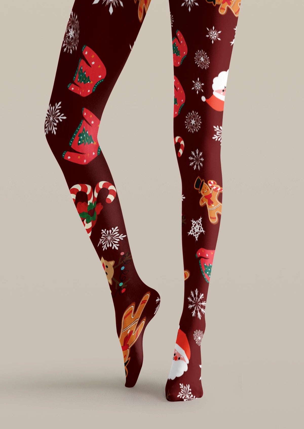 Burgundy Holiday Icon Tights