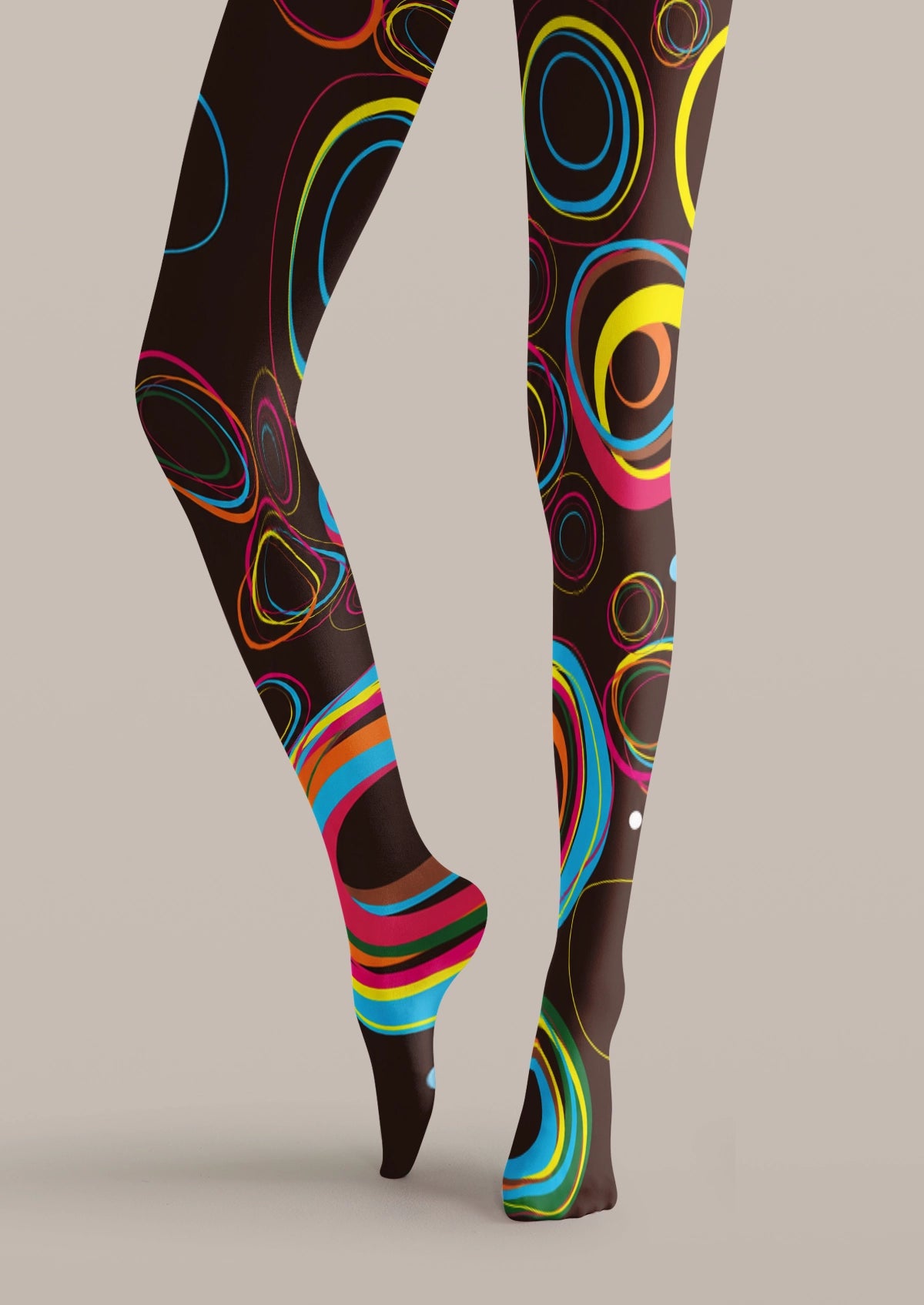 Black Color Circle Geometric Tights