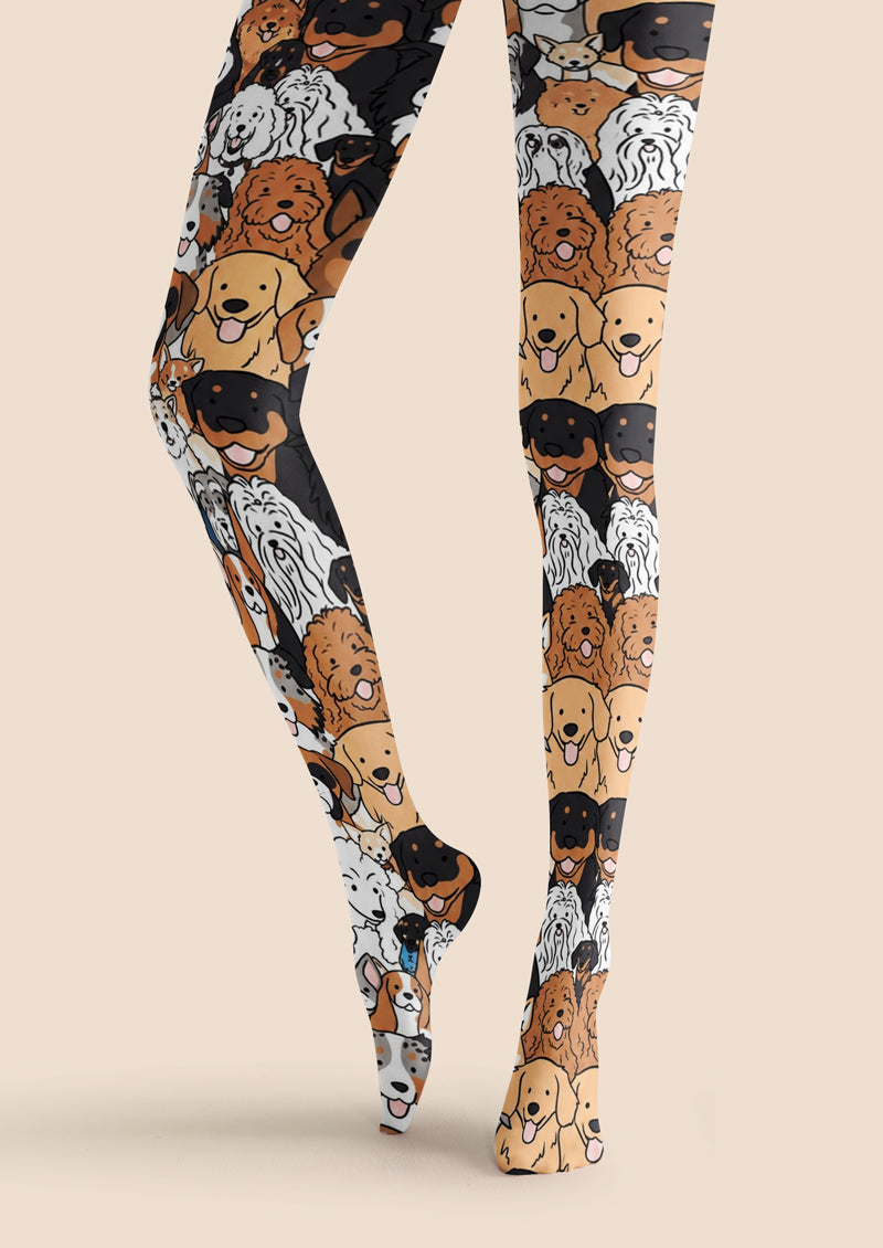 Multi‑Breed Dog Portrait Collage Tights Hosiery Pantyhose