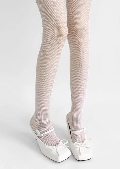 Lilac Rhinestone Fishnet Tights