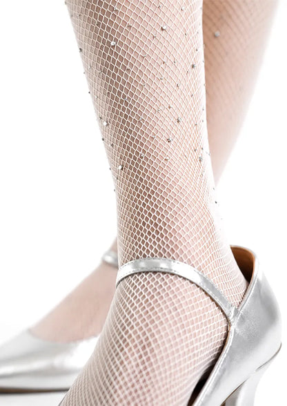 Lilac Rhinestone Fishnet Tights
