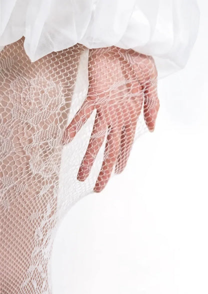 White Floral Lace Fishnet Tights Hosiery Pantyhose