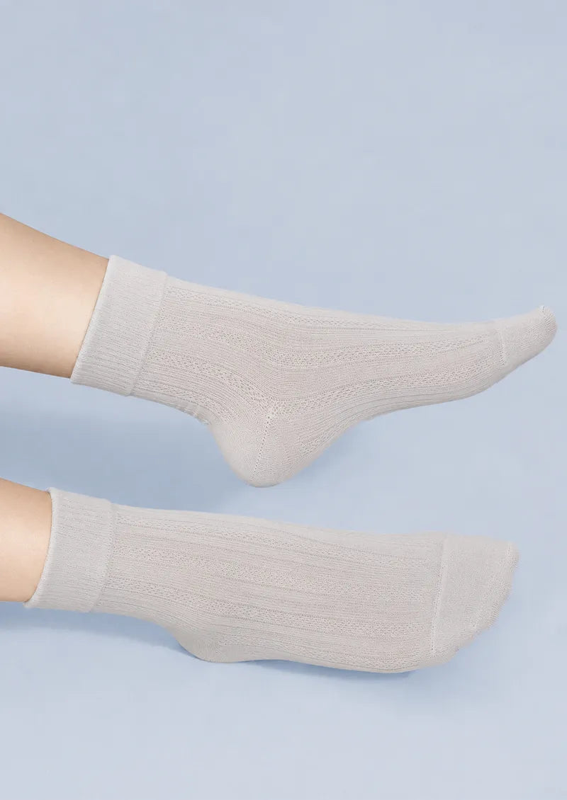 Silver-Grey Ribbed Crew Socks