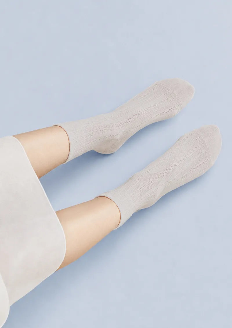 Silver-Grey Ribbed Crew Socks