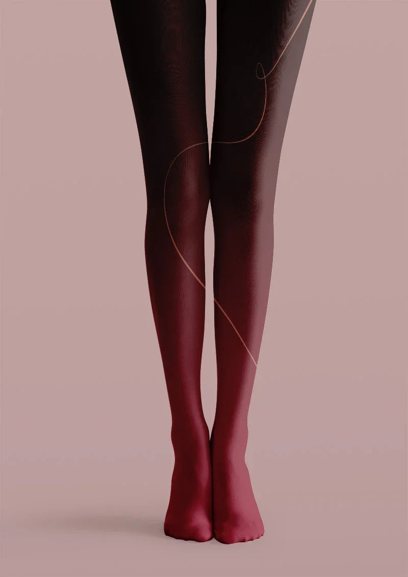Wine Curve Graphic Tights Hosiery Pantyhose