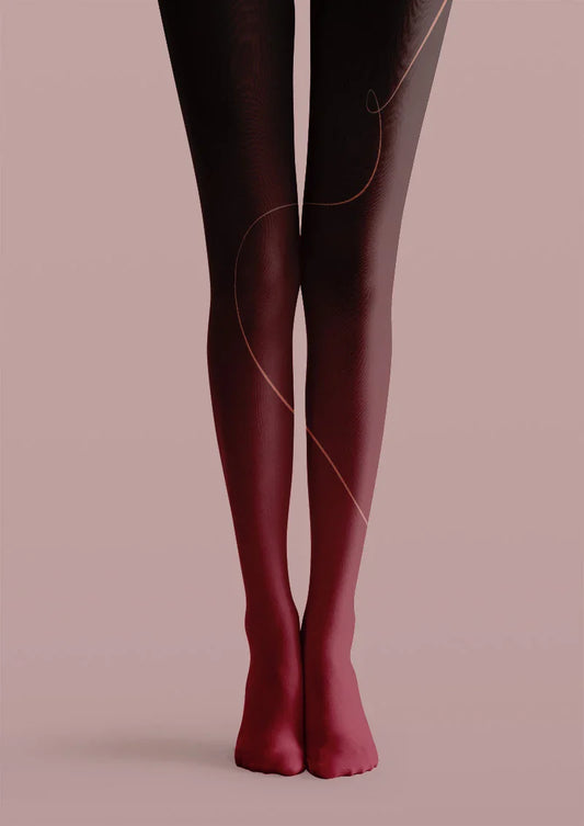 Wine Curve Graphic Tights Hosiery Pantyhose