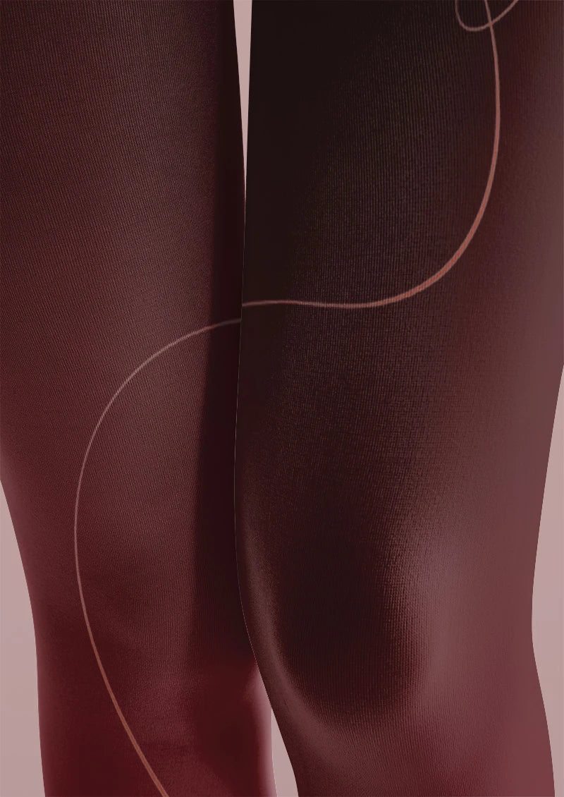 Wine Curve Graphic Tights Hosiery Pantyhose
