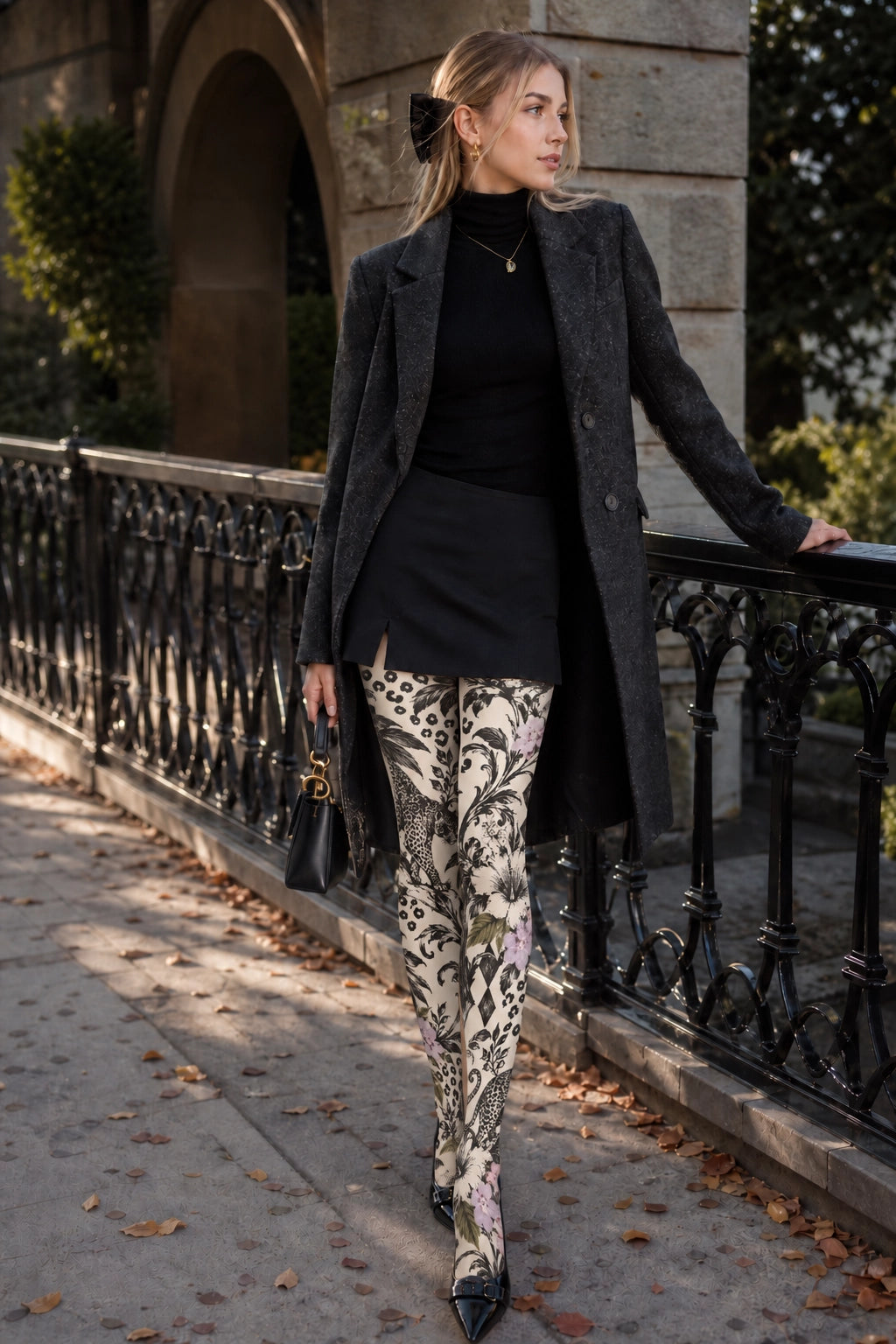 Flowers And Leopards Tights