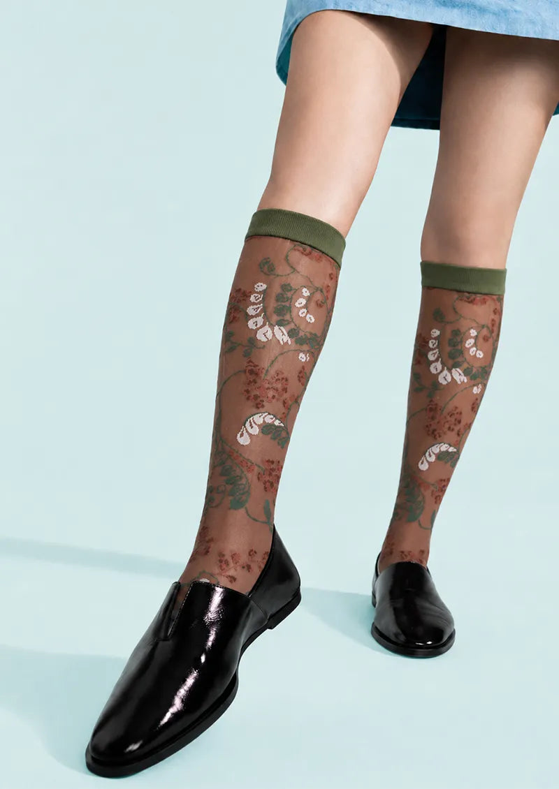 Sheer Botanical Knee-High Socks