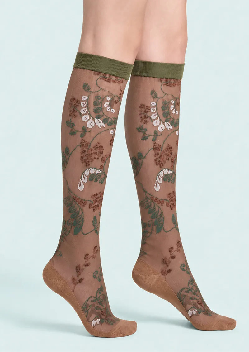 Sheer Botanical Knee-High Socks