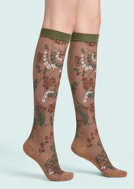 Sheer Botanical Knee-High Socks