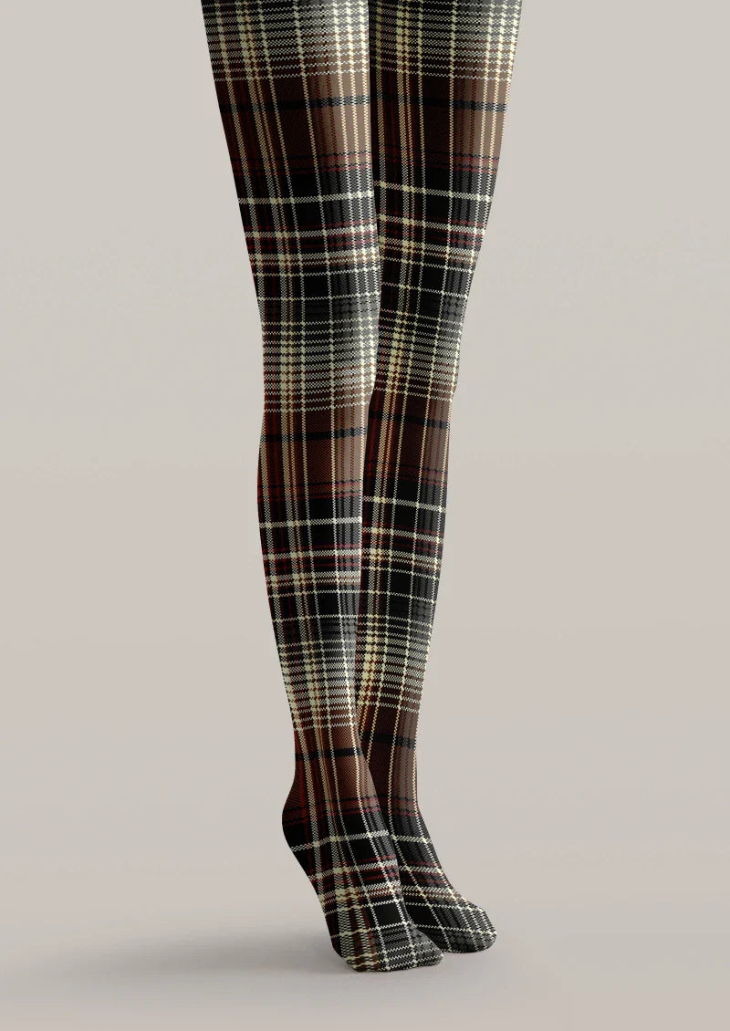 Brown Warm Plaid Tights Hosiery Pantyhose