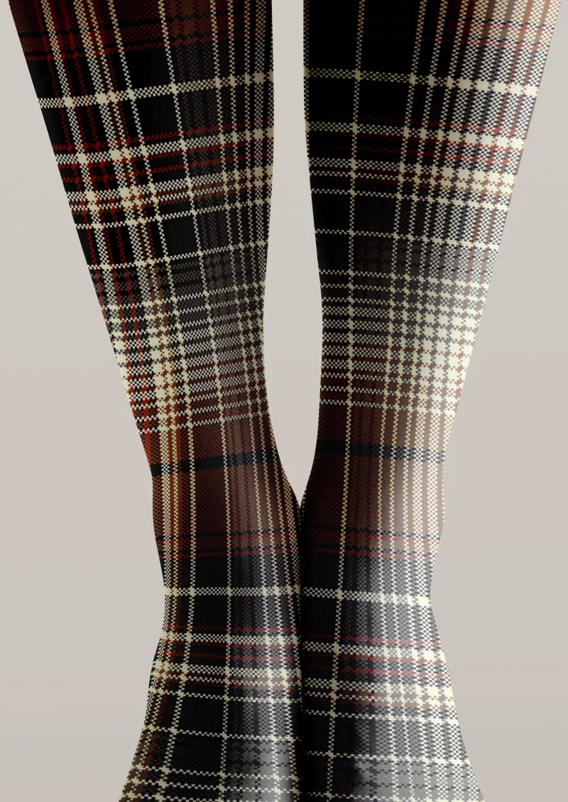 Brown Warm Plaid Tights Hosiery Pantyhose