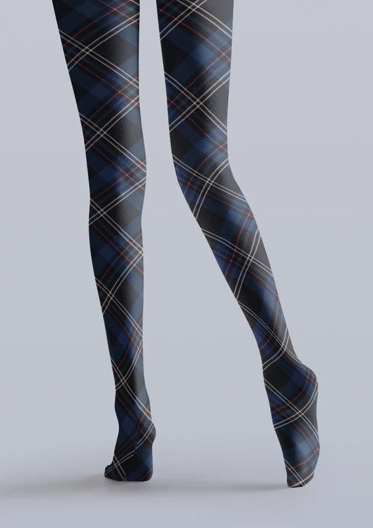 Plaid Blue Black Tights Hosiery Pantyhose