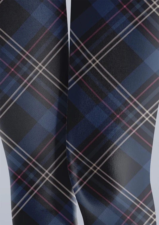 Plaid Blue Black Tights Hosiery Pantyhose