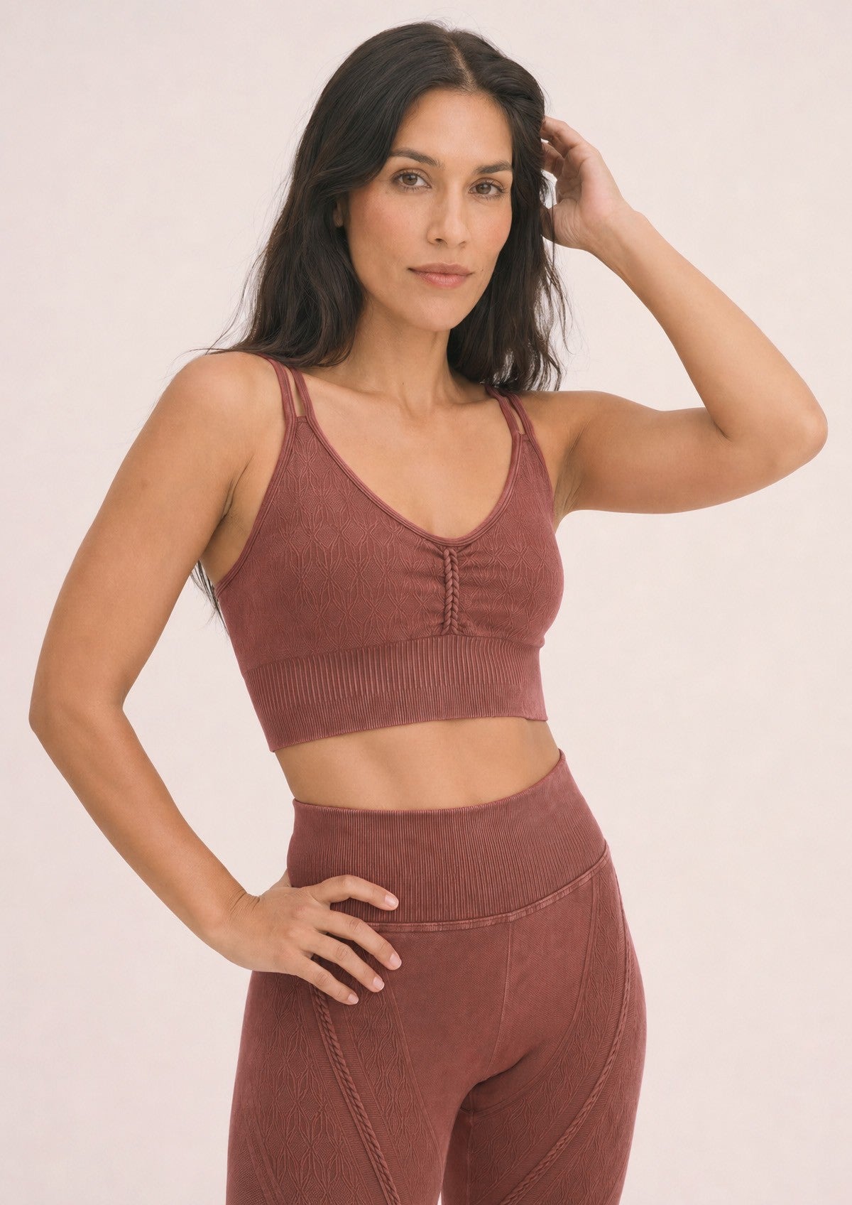 Terracotta Mineral Wash Seamless Leggings & Bra Set