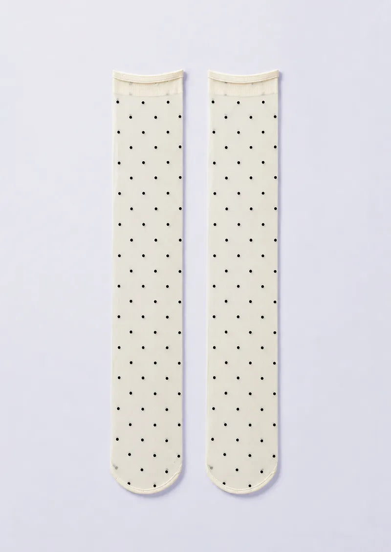 White Polka Dot Knee-High Socks