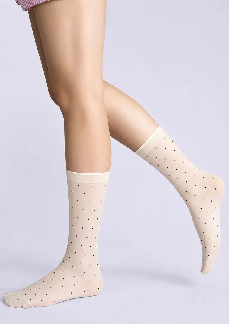 White Polka Dot Knee-High Socks