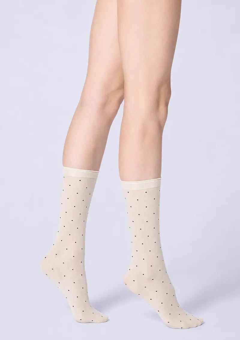 White Polka Dot Knee-High Socks