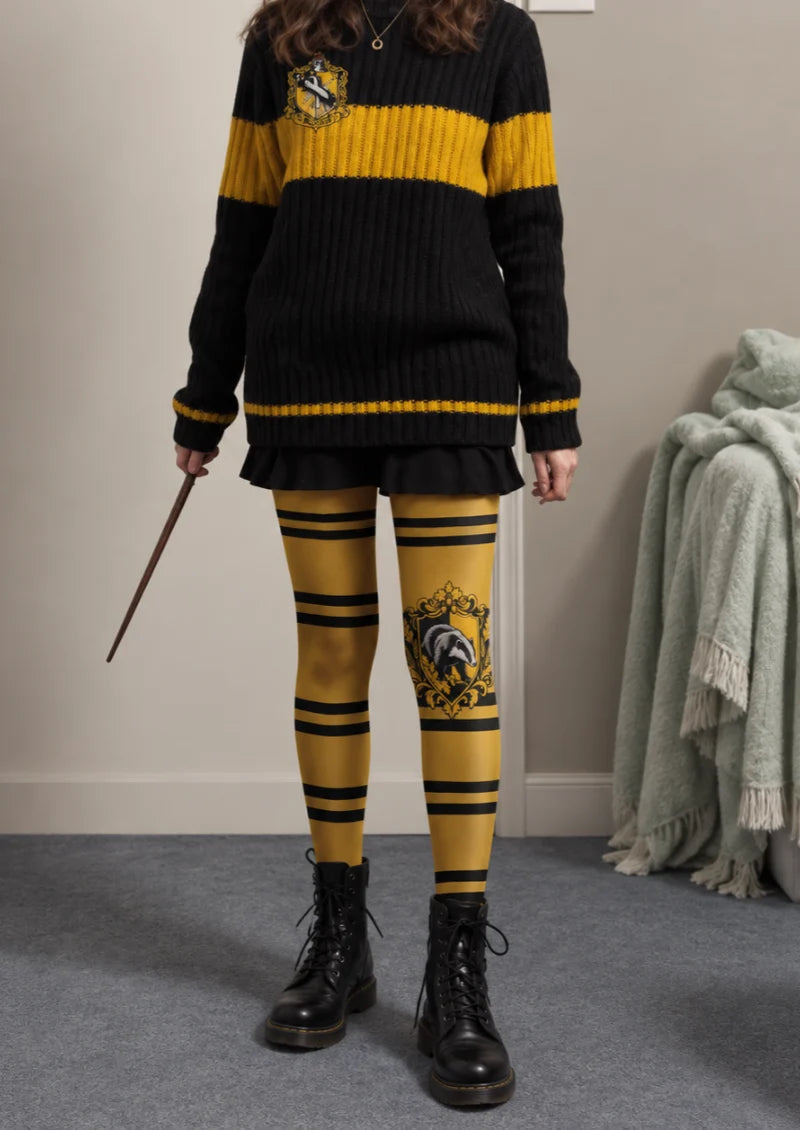 Yellow Badger Crest Stripe Tights