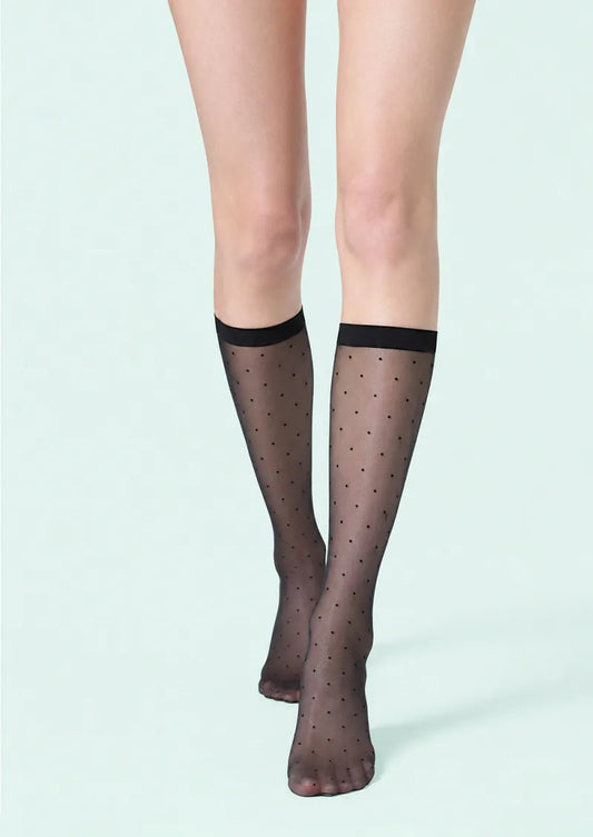 Black Polka Dot Knee-High Socks