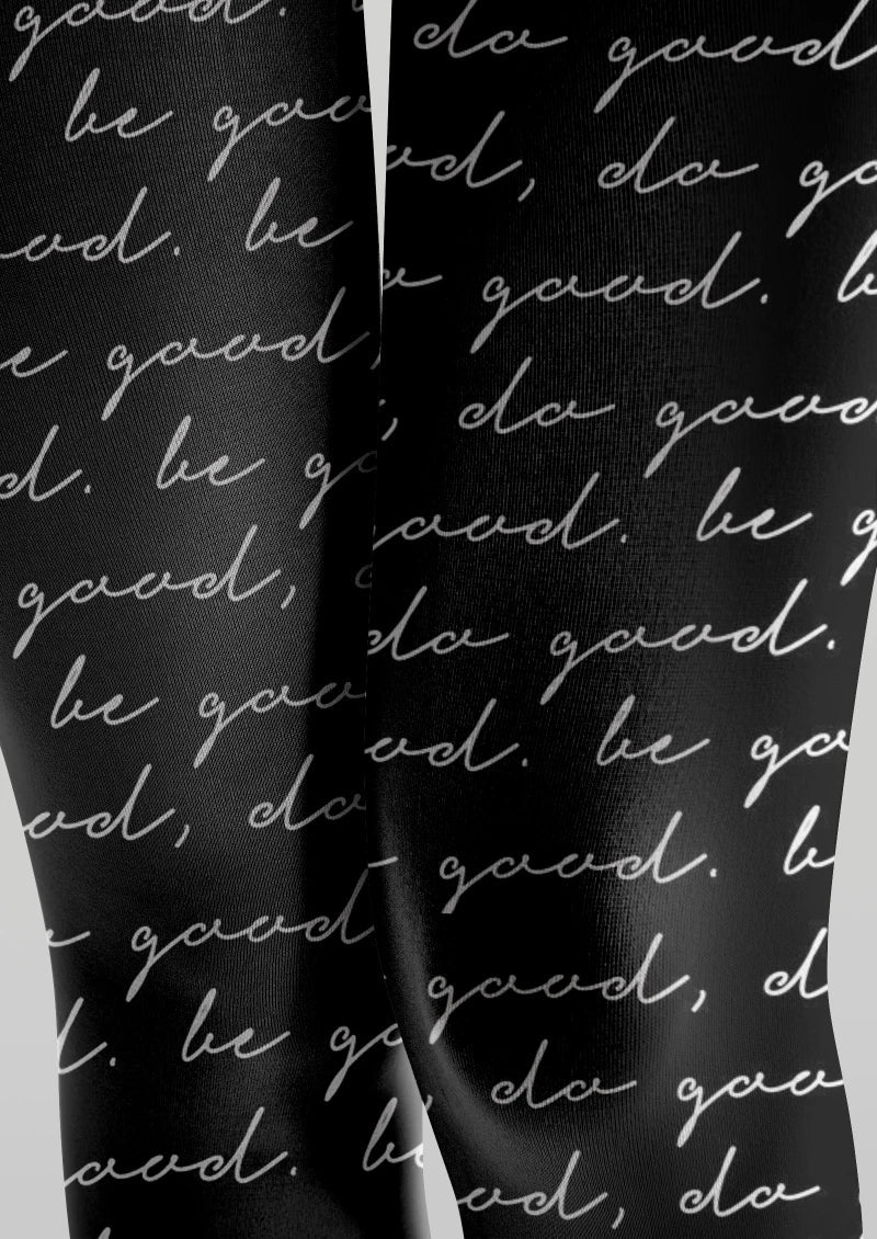 Black Script Letter Tights Hosiery Pantyhose