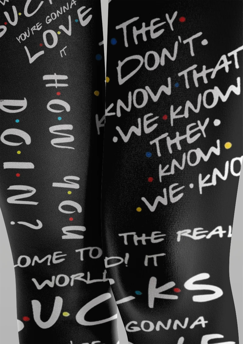 Handwritten Typography Graphic Tights Hosiery Pantyhose