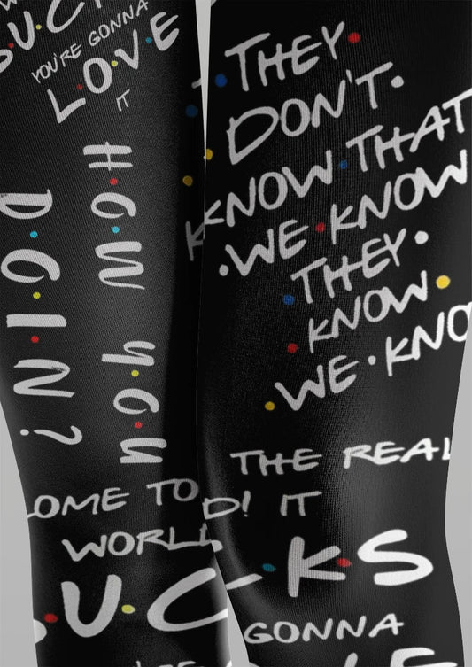 Handwritten Typography Graphic Tights Hosiery Pantyhose