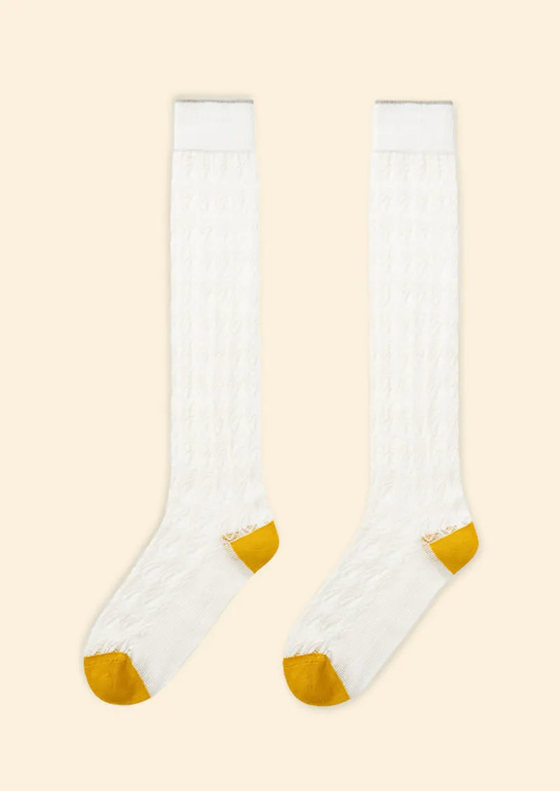 Off-White Leaf Lace Knee-High Socks