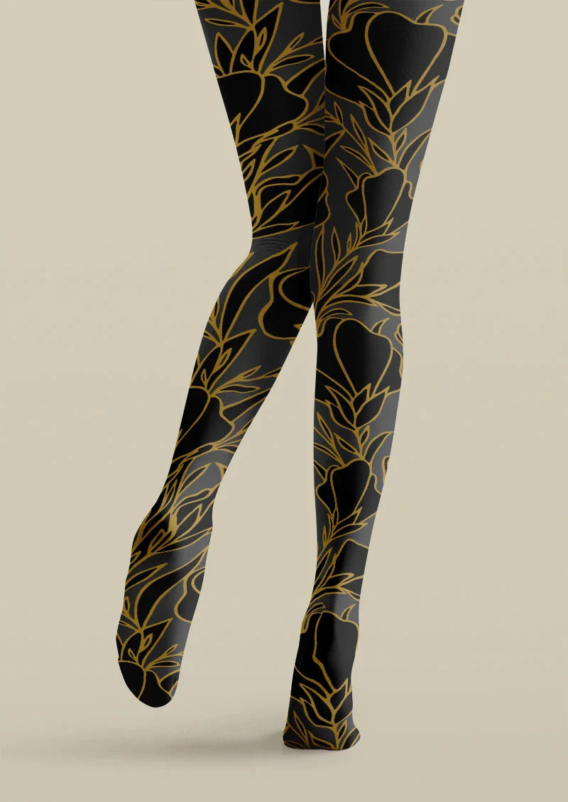 Floral Print Tights Hosiery Pantyhose